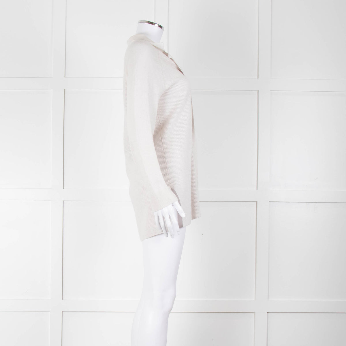 Amina Rubinacci Light Grey Cashmere Blend Edge To Edge Cardigan