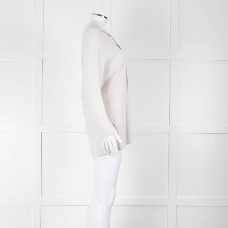 Amina Rubinacci Light Grey Cashmere Blend Edge To Edge Cardigan