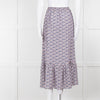 Ridley Purple White Floral Silk Elasticated Waist Maxi Skirt