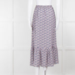 Ridley Purple White Floral Silk Elasticated Waist Maxi Skirt