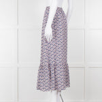 Ridley Purple White Floral Silk Elasticated Waist Maxi Skirt