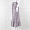 Ridley Purple White Floral Silk Elasticated Waist Maxi Skirt