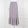 Ridley Purple White Floral Silk Elasticated Waist Maxi Skirt