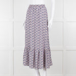 Ridley Purple White Floral Silk Elasticated Waist Maxi Skirt
