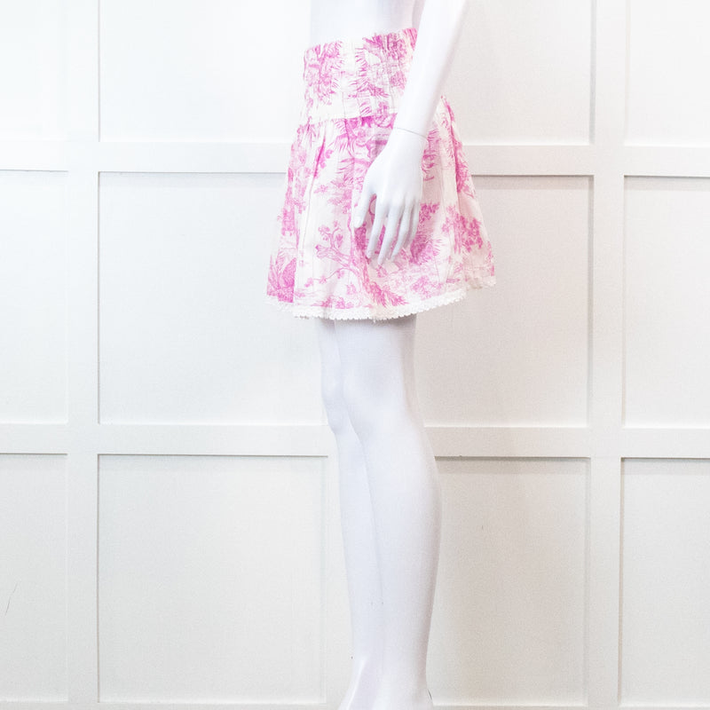 Zadig & Voltaire Pink and White Floral Mini Skirt