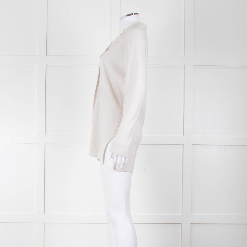 Amina Rubinacci Light Grey Cashmere Blend Edge To Edge Cardigan