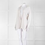 Amina Rubinacci Light Grey Cashmere Blend Edge To Edge Cardigan