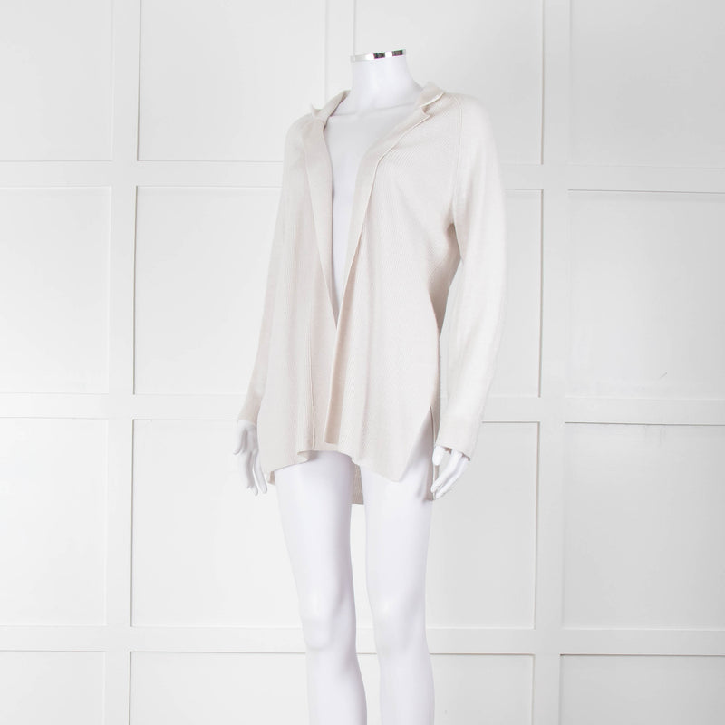 Amina Rubinacci Light Grey Cashmere Blend Edge To Edge Cardigan