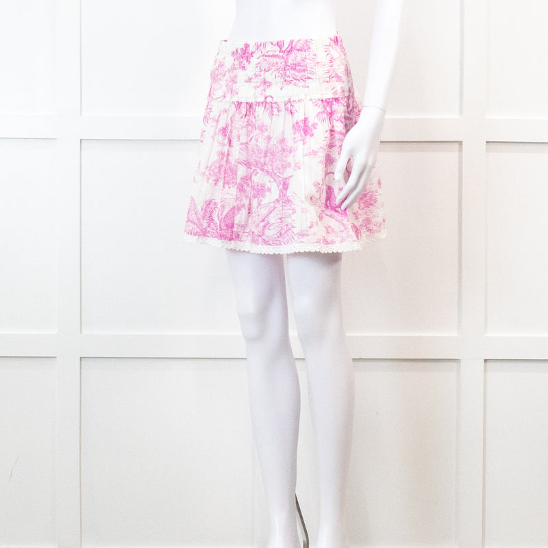 Zadig & Voltaire Pink and White Floral Mini Skirt