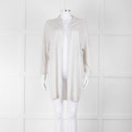Amina Rubinacci Light Grey Linen Elastic Detail Cardigan