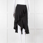 Sandro Black Frill Detail Midi Skirt