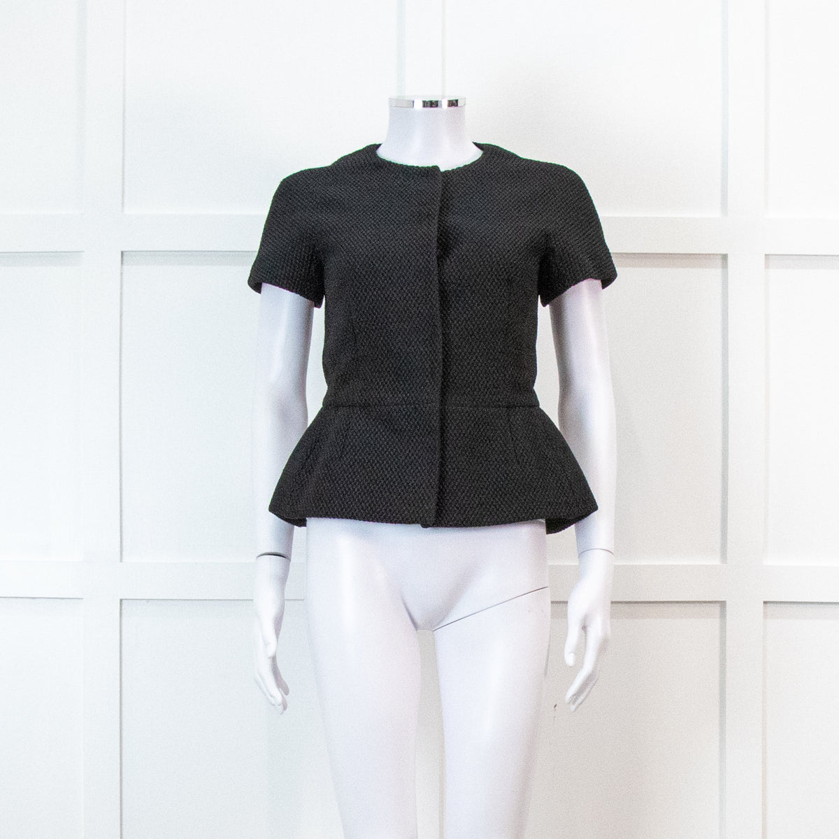 Red Valentino Black Peplum Waffle Top