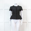 Red Valentino Black Peplum Waffle Top