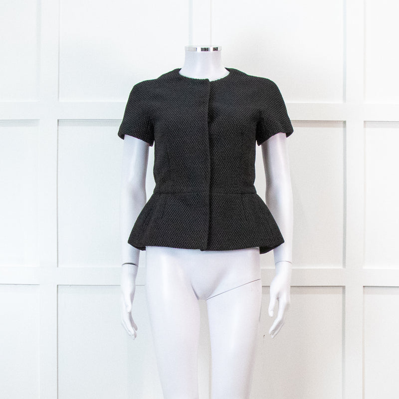 Red Valentino Black Peplum Waffle Top