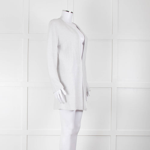 Amina Rubinacci Light Grey Tiny Sequin Cotton Blend Cardigan