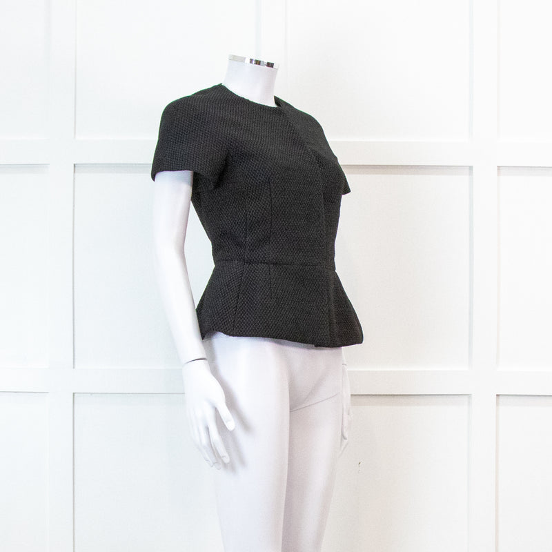 Red Valentino Black Peplum Waffle Top