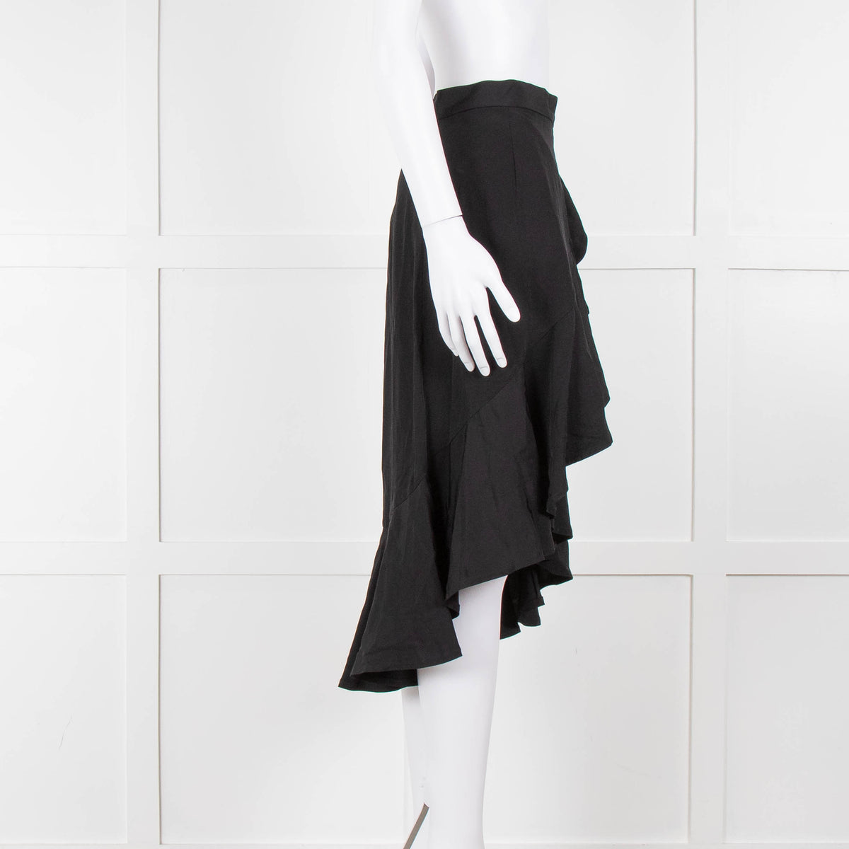 Sandro Black Frill Detail Midi Skirt