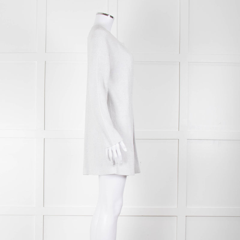 Amina Rubinacci Light Grey Tiny Sequin Cotton Blend Cardigan