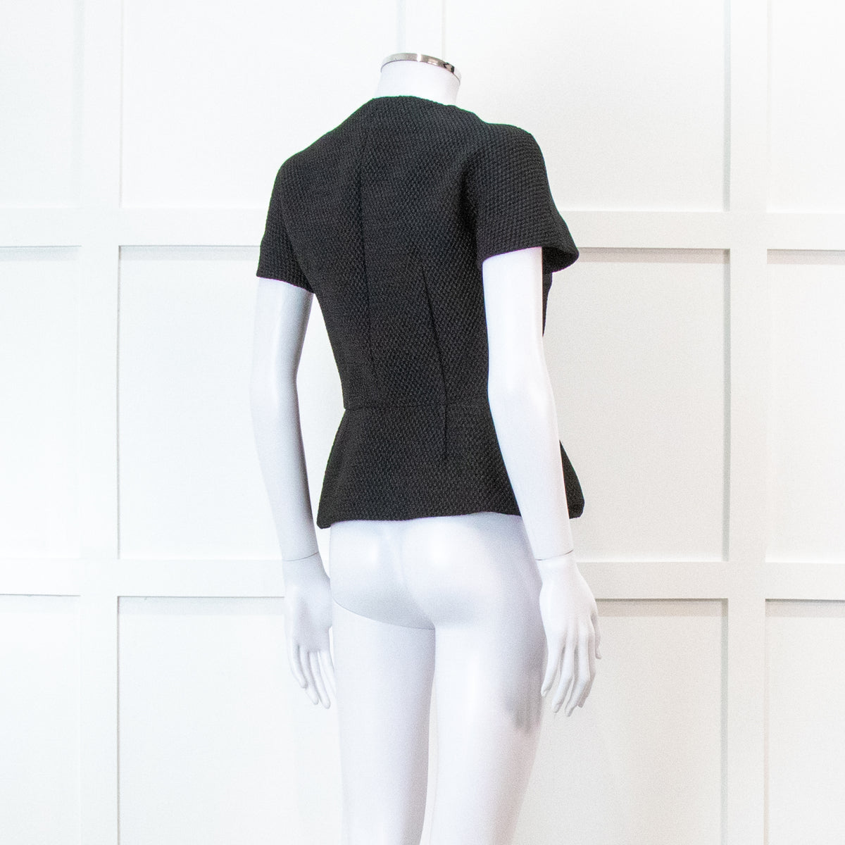 Red Valentino Black Peplum Waffle Top