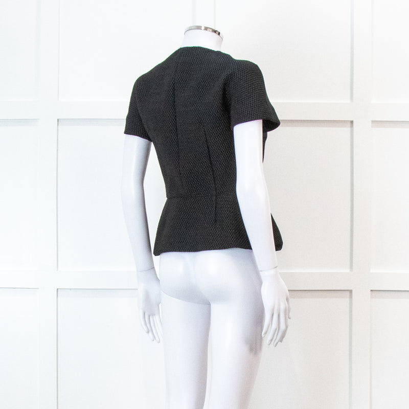Red Valentino Black Peplum Waffle Top