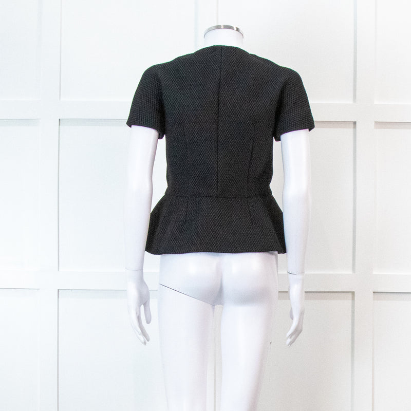 Red Valentino Black Peplum Waffle Top