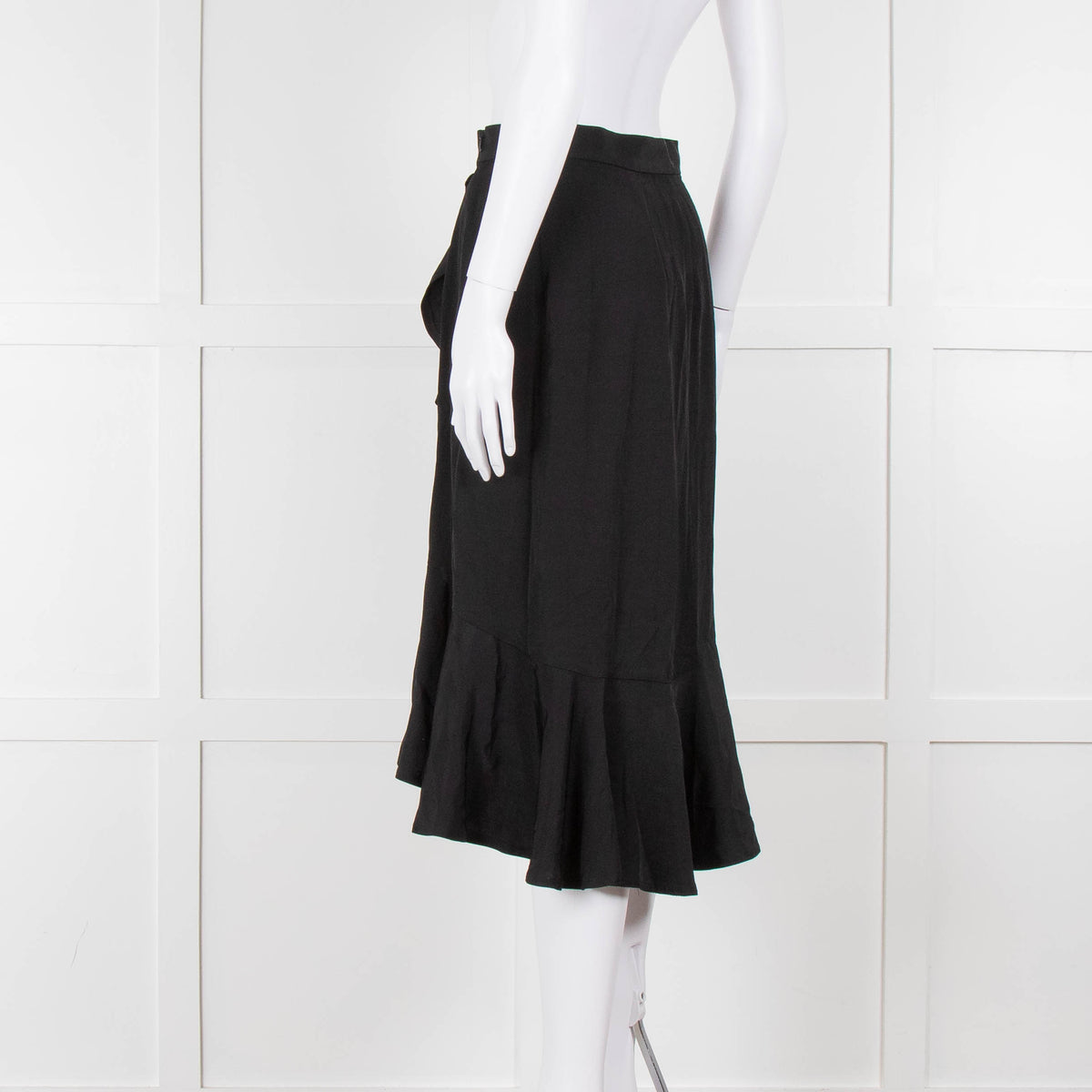 Sandro Black Frill Detail Midi Skirt