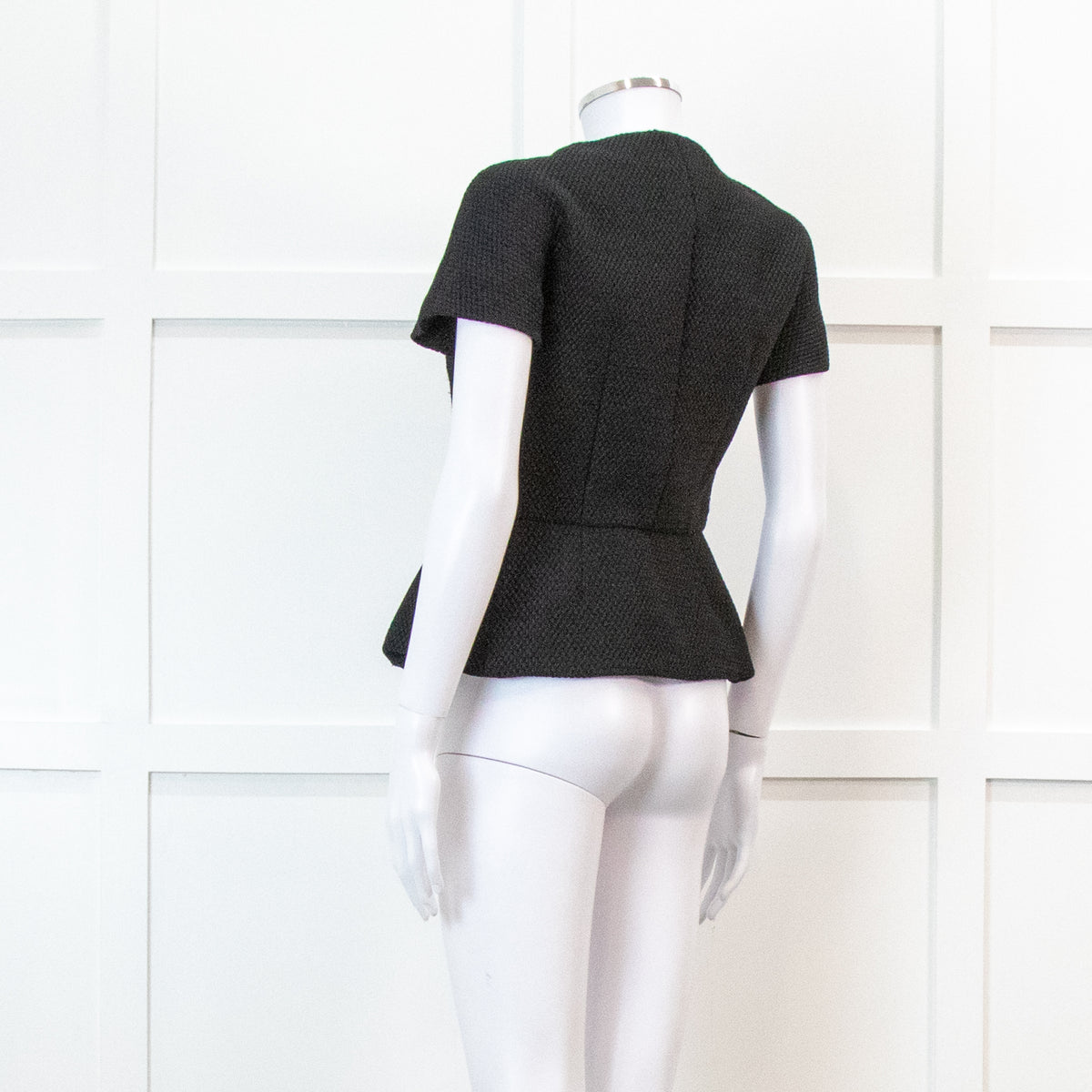 Red Valentino Black Peplum Waffle Top