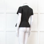 Red Valentino Black Peplum Waffle Top
