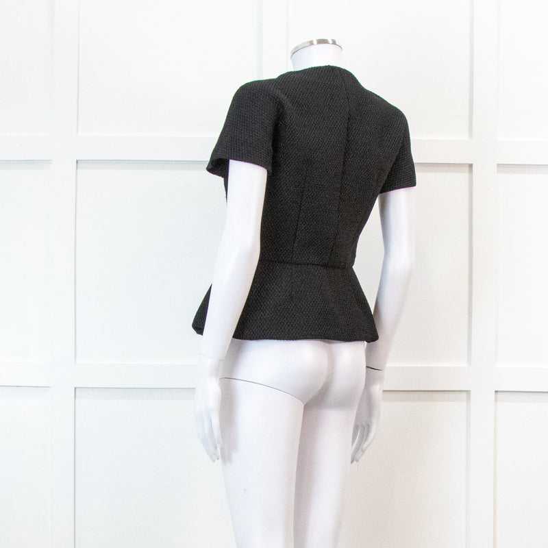 Red Valentino Black Peplum Waffle Top