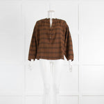 Vanessa Bruno Brown With Black Check Textured Top