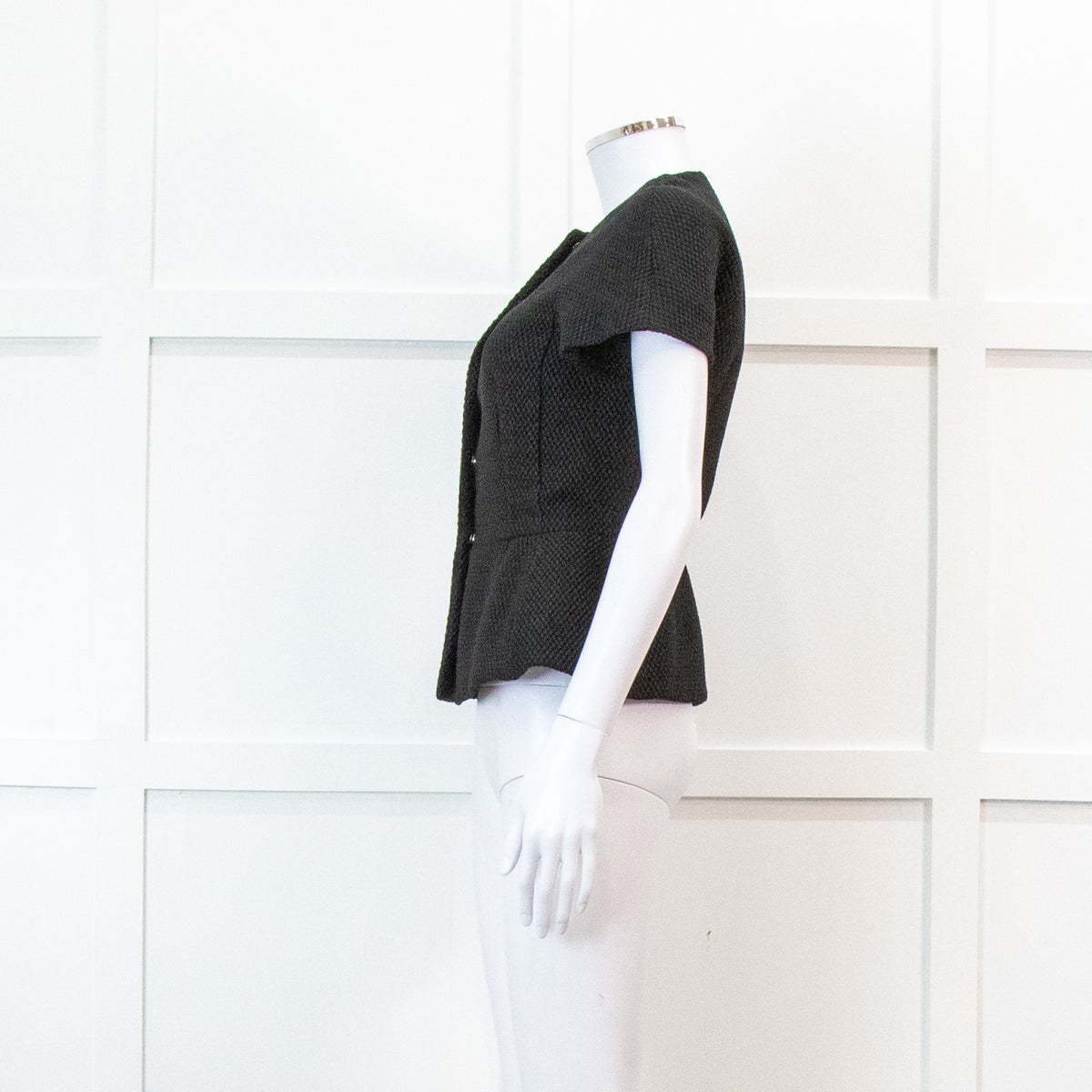 Red Valentino Black Peplum Waffle Top