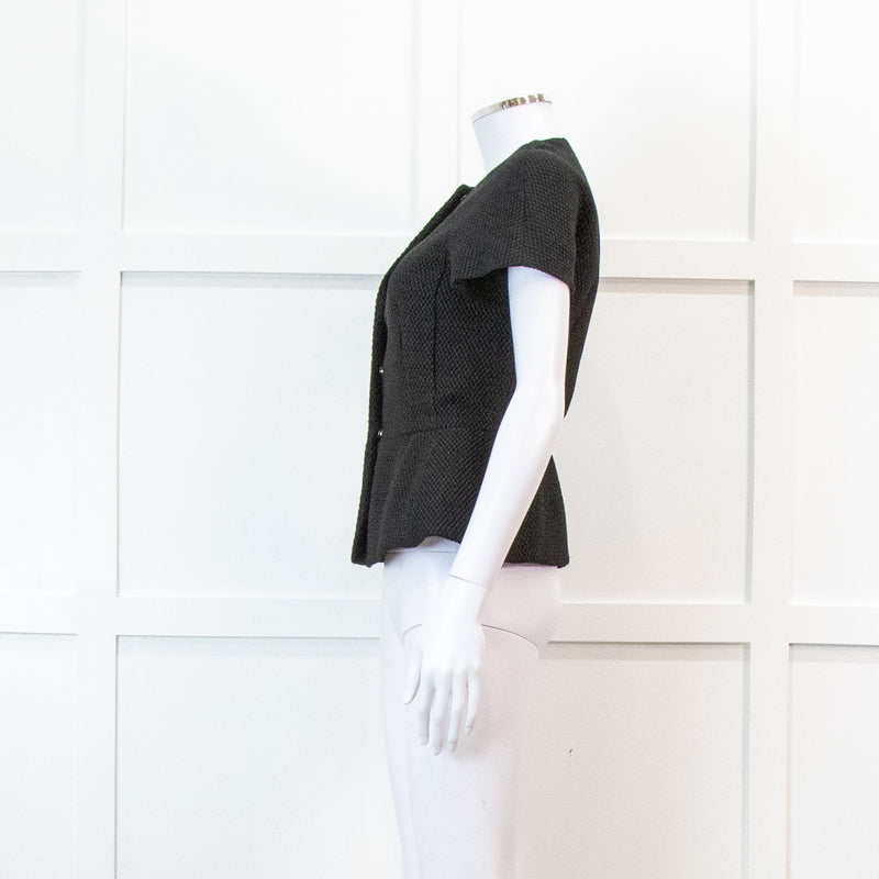 Red Valentino Black Peplum Waffle Top