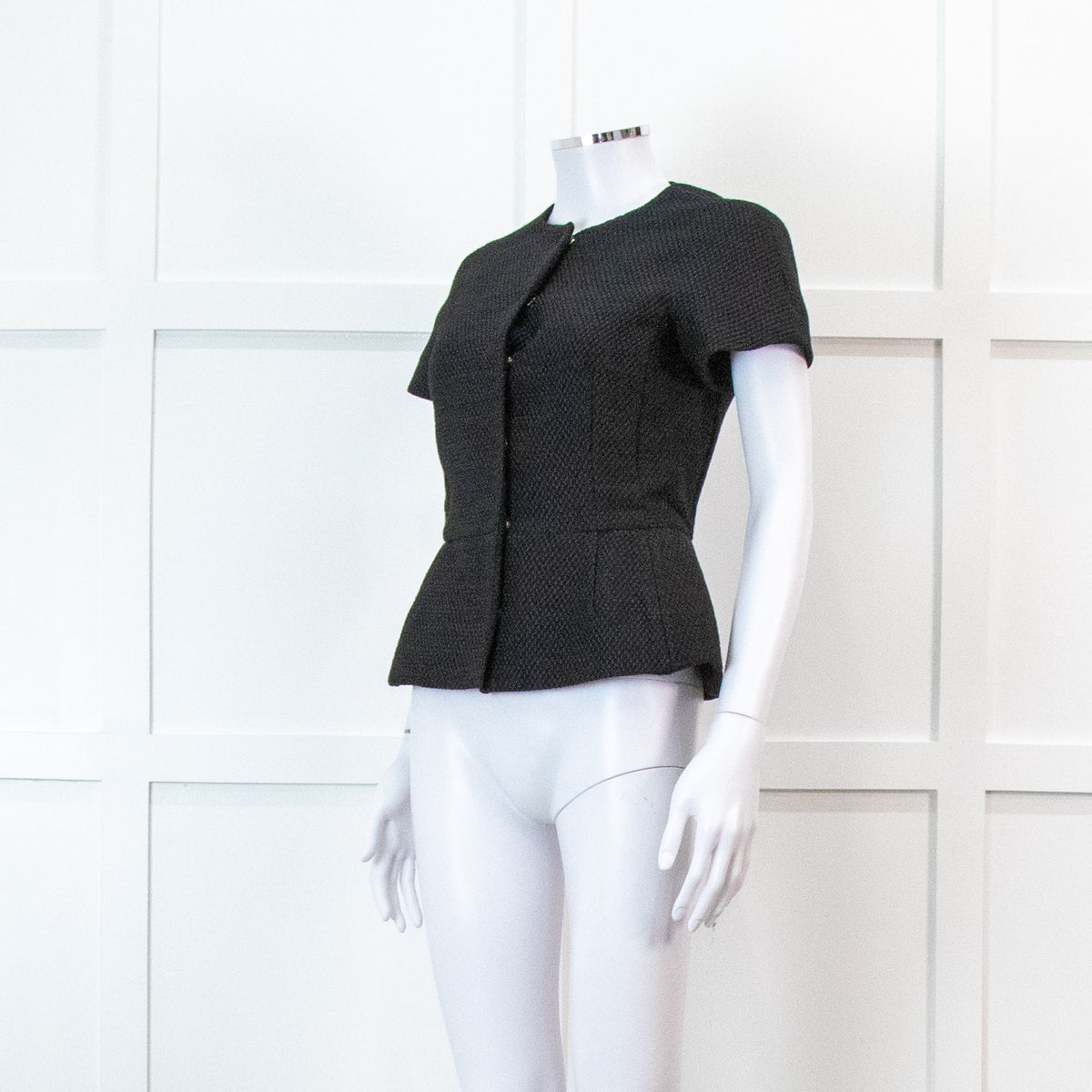 Red Valentino Black Peplum Waffle Top