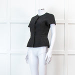 Red Valentino Black Peplum Waffle Top
