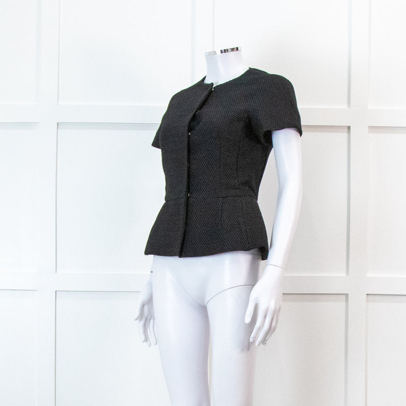 Red Valentino Black Peplum Waffle Top