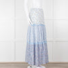Ridley White Blue Floral Cotton Maxi Skirt