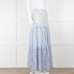 Ridley White Blue Floral Cotton Maxi Skirt