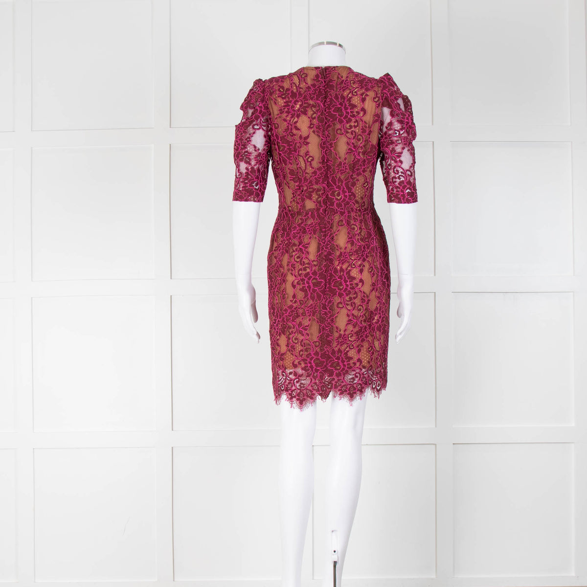 Michael by Michael Kors Burgundy and Pink Lace Shift Dress