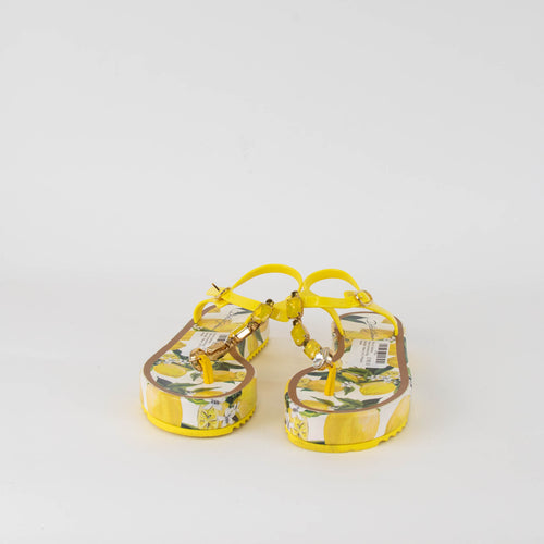 Dolce & Gabbana Yellow Diamante Strap Sandals
