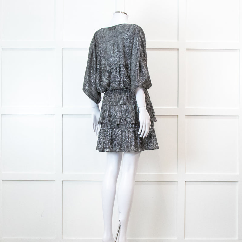 Iro Grey Metallic Tiered Mini Dress