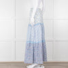 Ridley White Blue Floral Cotton Maxi Skirt