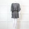 Iro Grey Metallic Tiered Mini Dress