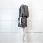 Iro Grey Metallic Tiered Mini Dress