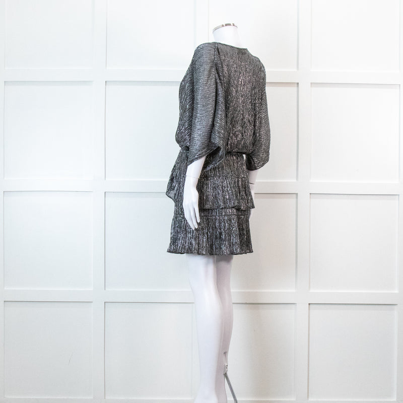 Iro Grey Metallic Tiered Mini Dress