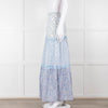 Ridley White Blue Floral Cotton Maxi Skirt