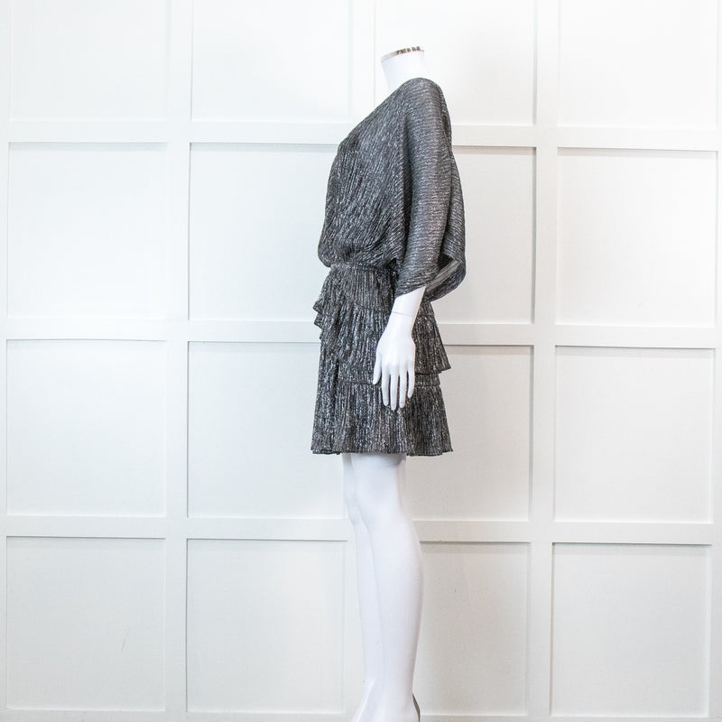Iro Grey Metallic Tiered Mini Dress