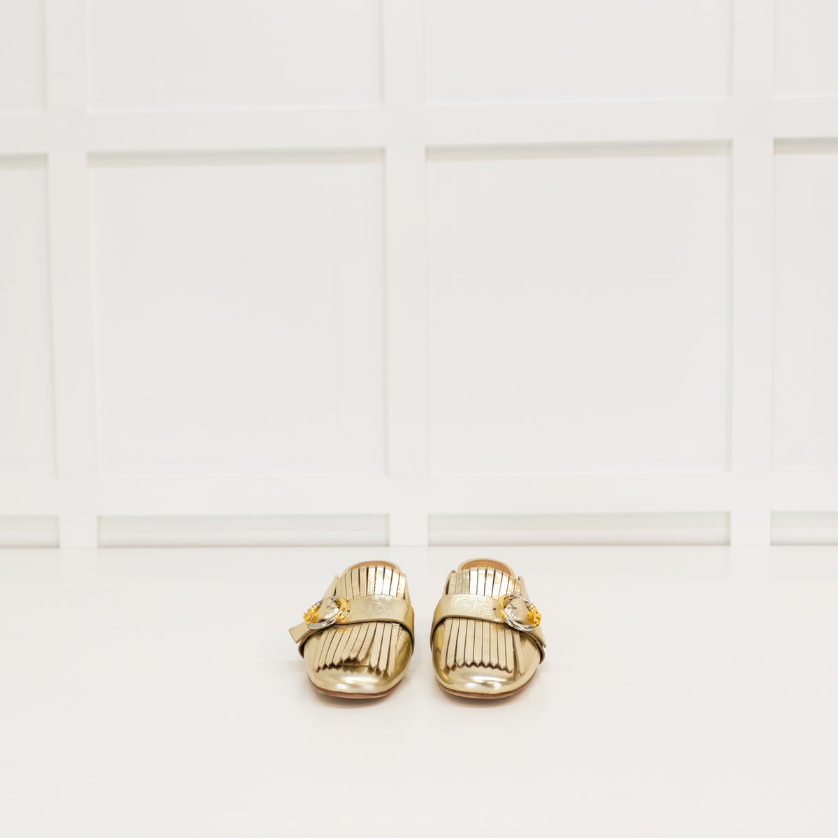 Tory Burch Gold Kiltie Mule