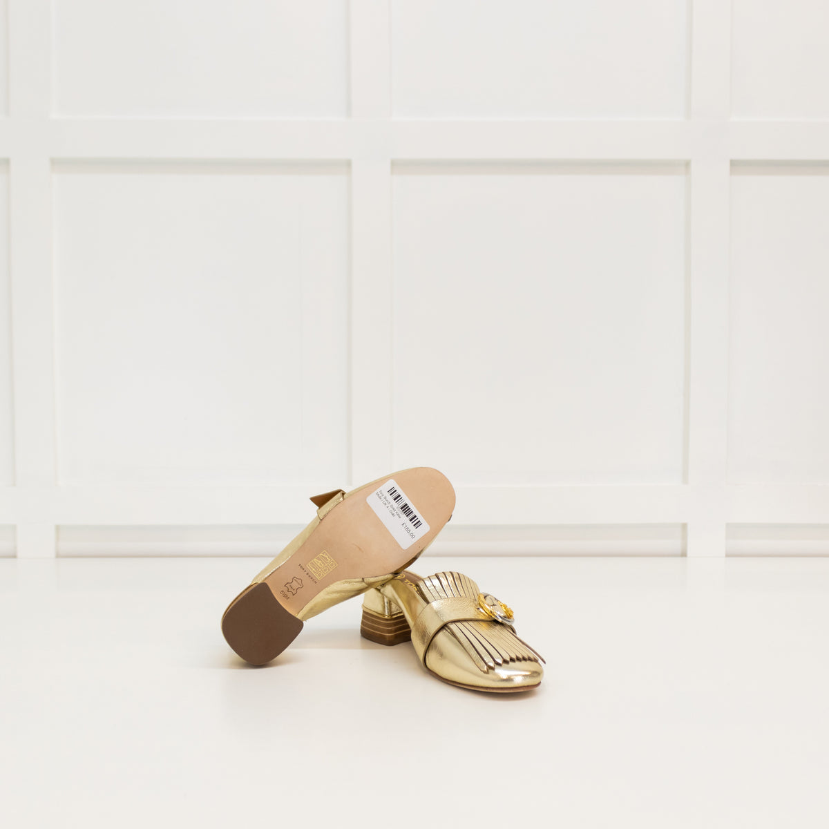 Tory Burch Gold Kiltie Mule