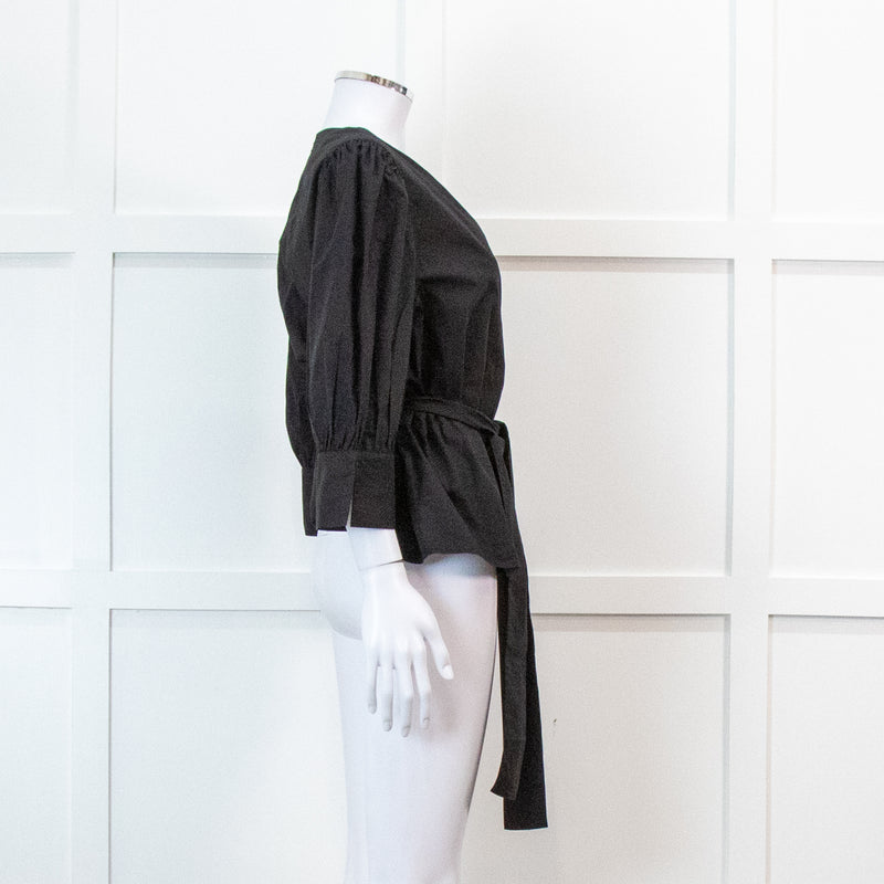 Iris & Ink Black Cotton Wrap Shirt with Belt