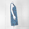S Max Mara Blue Black Botanical Print Pin Tuck Shift Dress